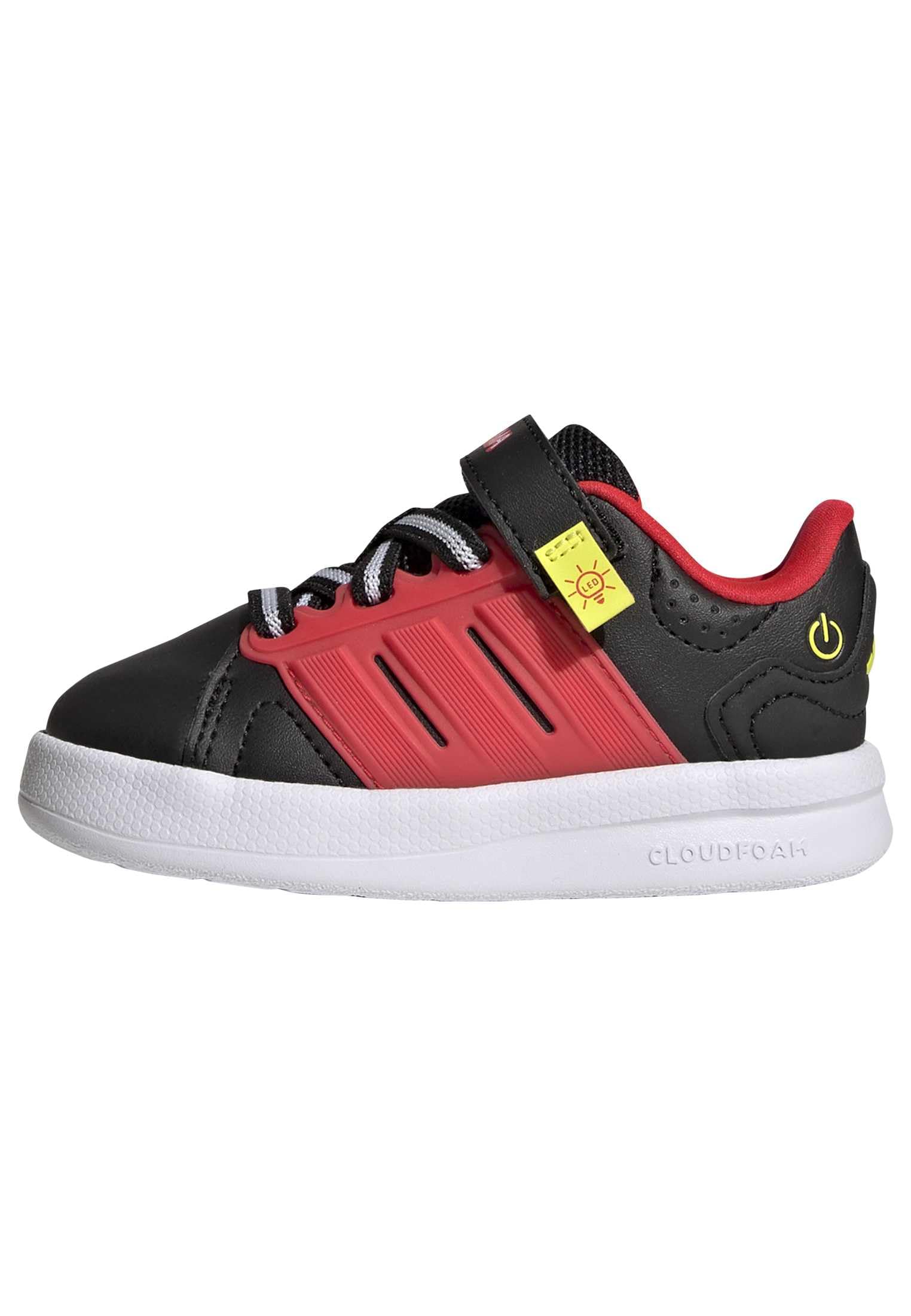 adidas Unisex - Bimbi 0-24 Lightorama Court Infants Shoes, Core Black/Lucid Red/Solar Lemon, 24 EU