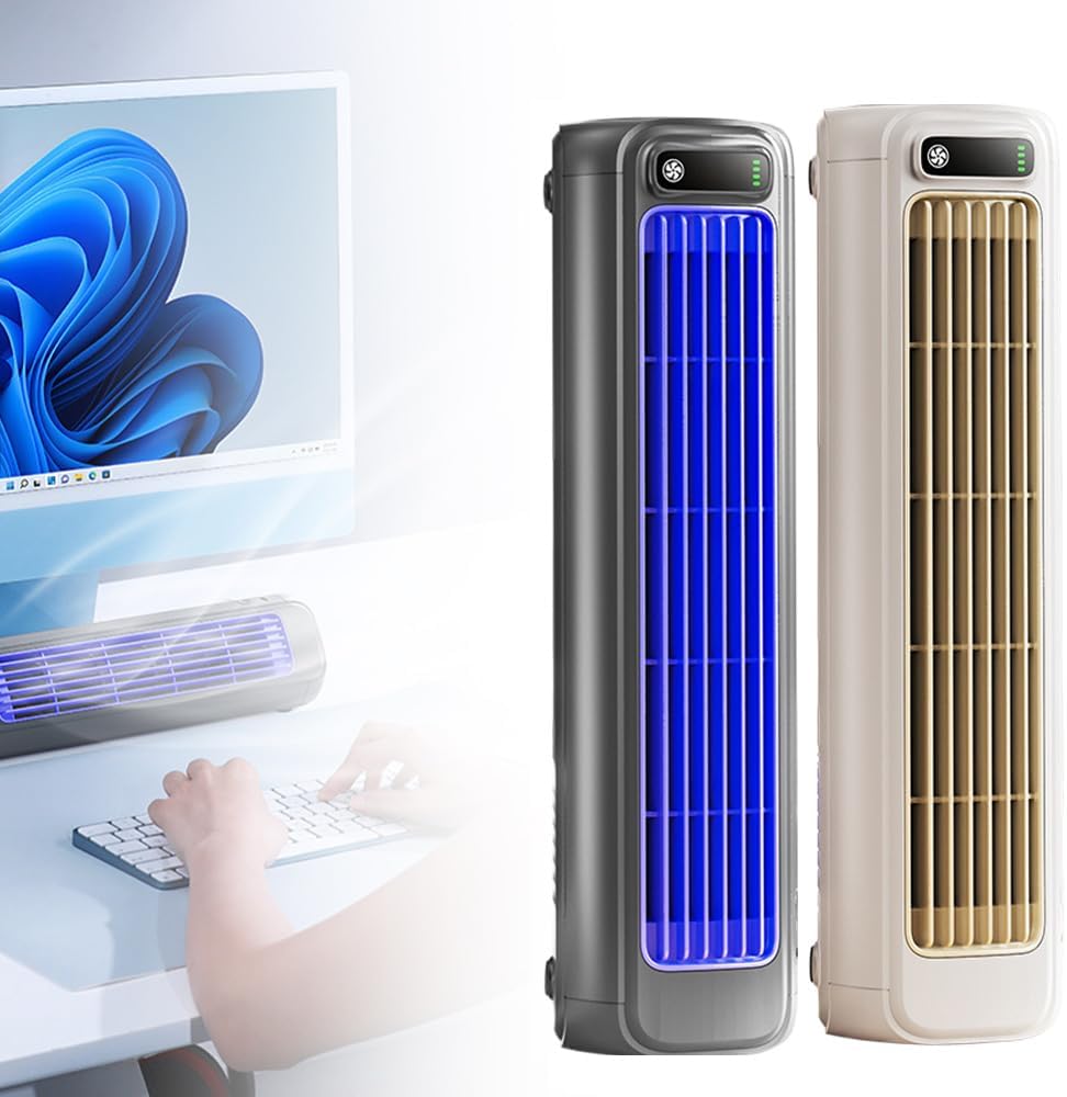 2026 New Cooling Ace Portable Air conditioner, Upgrade Cooling Fan with 3 Speeds & LED Touch Screen, USB Charging Air Conditioner for Bedroom Office Home (Beige+Grey)