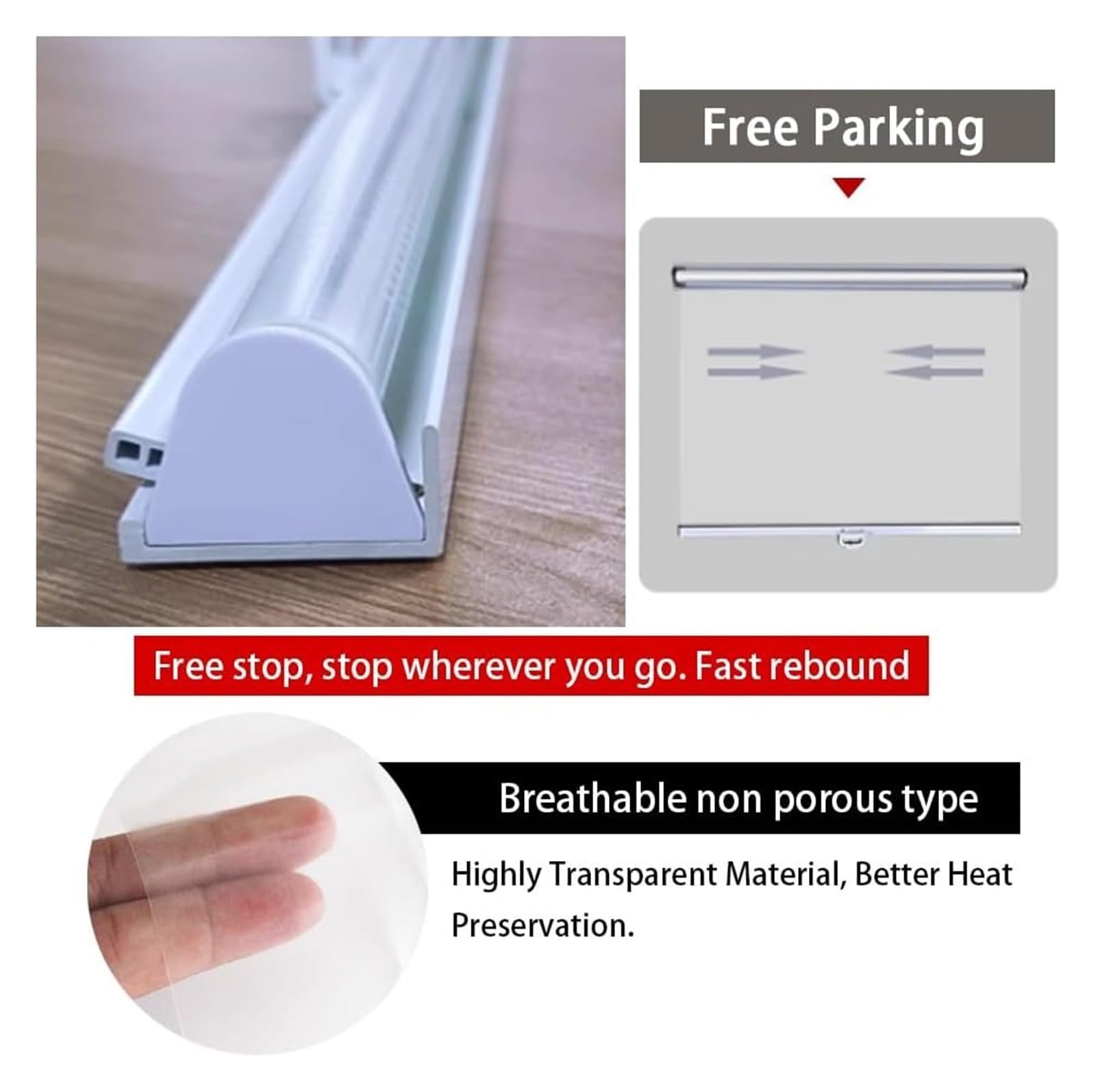 Tenda a rullo generica per frigorifero, traspirante, arrotolabile, in PVC, trasparente, per conservare gli alimenti, per congelatore e armadietti, tenda in plastica (larghezza 90 x altezza 130