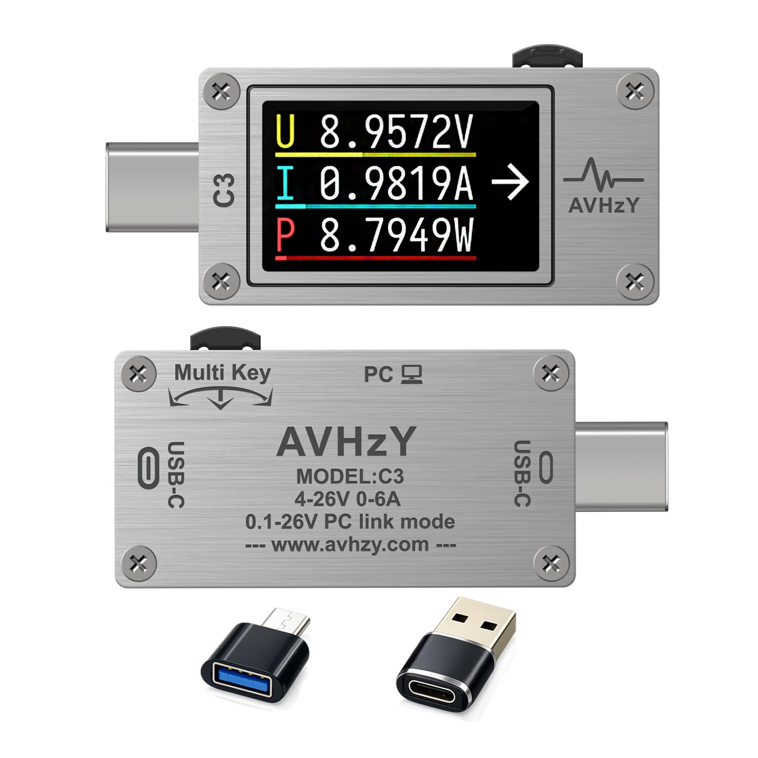 Amazon | AVHzY C3 USB3.1 電流・電圧測定器 DC 29V 6A 対応 容量