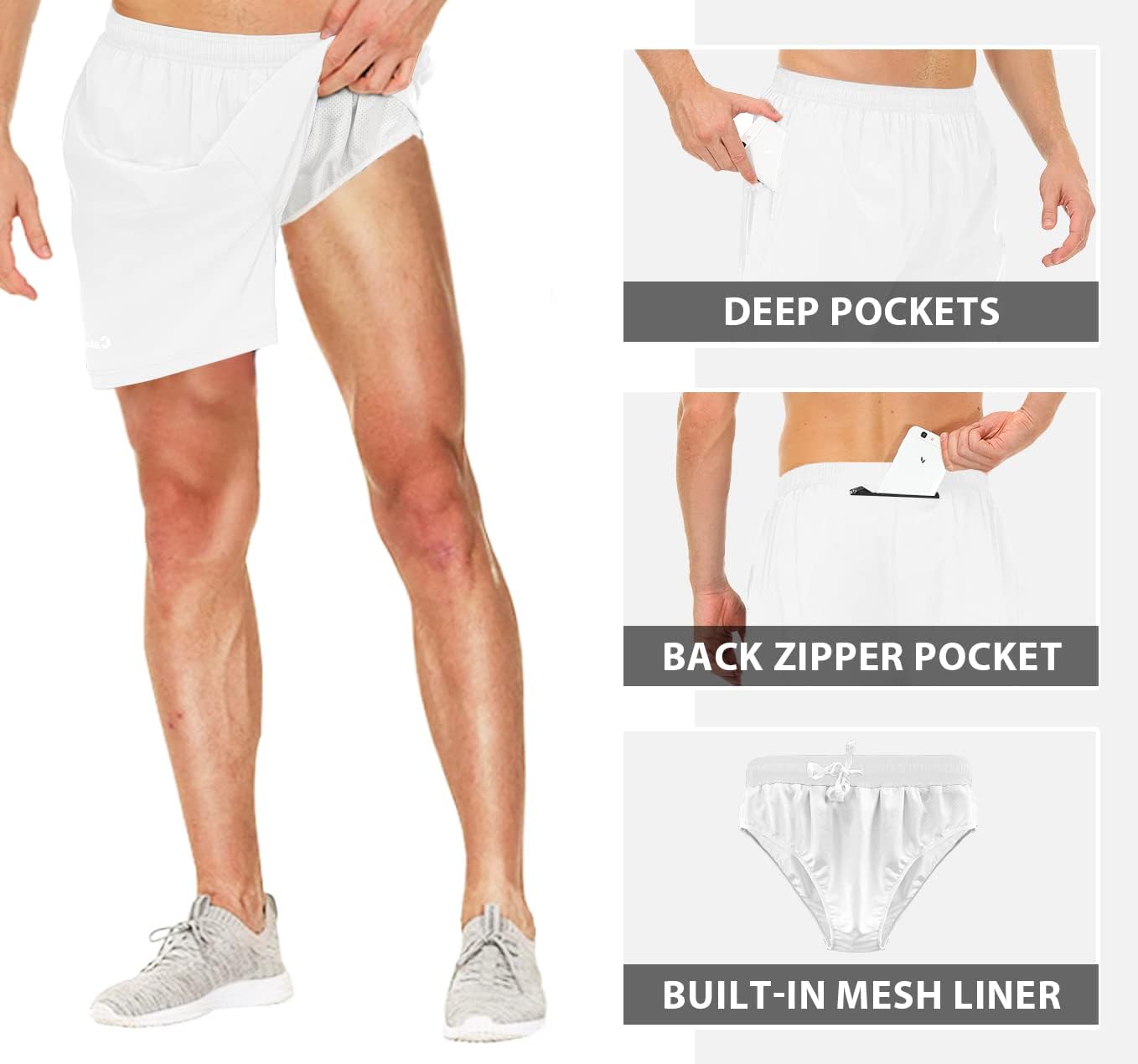 Cakulo Men's 5 Inch Running Tennis Shorts Quick Dry Athletic Workout Active Shorts with Pockets