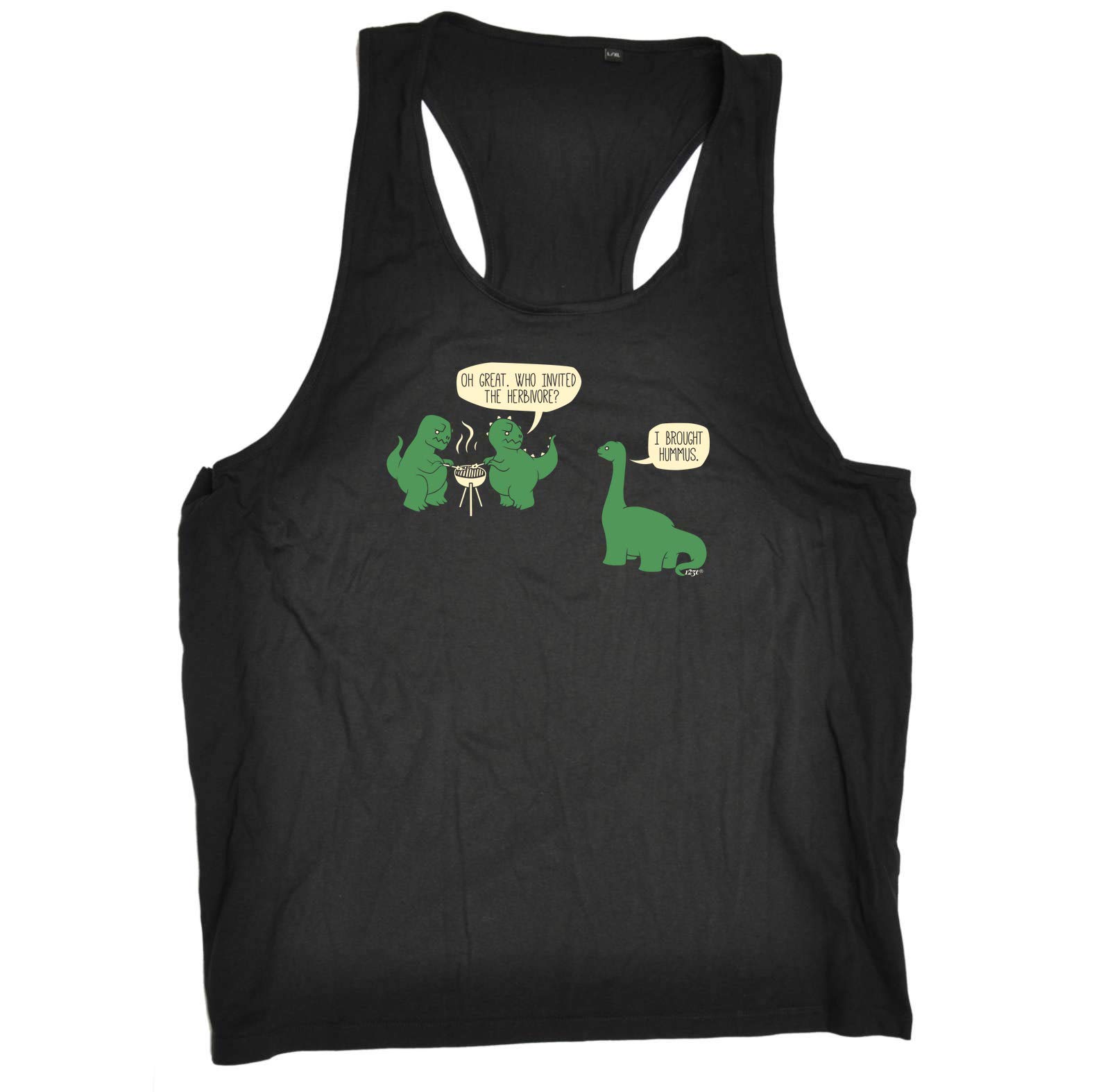 123tFunny Mens Vest - Oh Great Who Invited The Herbivore - Open Muscle Tank Top Singlet