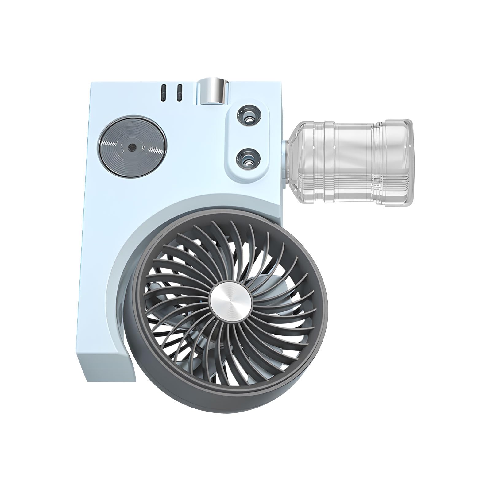 Evaporative Device with Detachable Drinking Bottle and 5 Hour Usage Time Camping Fog Fan