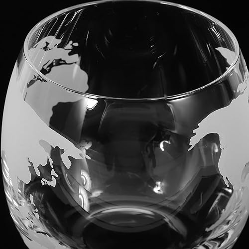 Miniatura 4 de Angoily 2 vasos de whisky con globo, vasos de bebida novedosos con rocas de ron de vidrio transparente, copas de cóctel de vidrio con mapa del