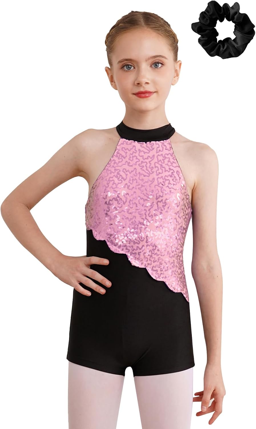 Linjinx Kids Girls Sequins Sleeveless Gymnastic Leotard Jumpsuit One Piece Romper Ballet Unitards Dancewear