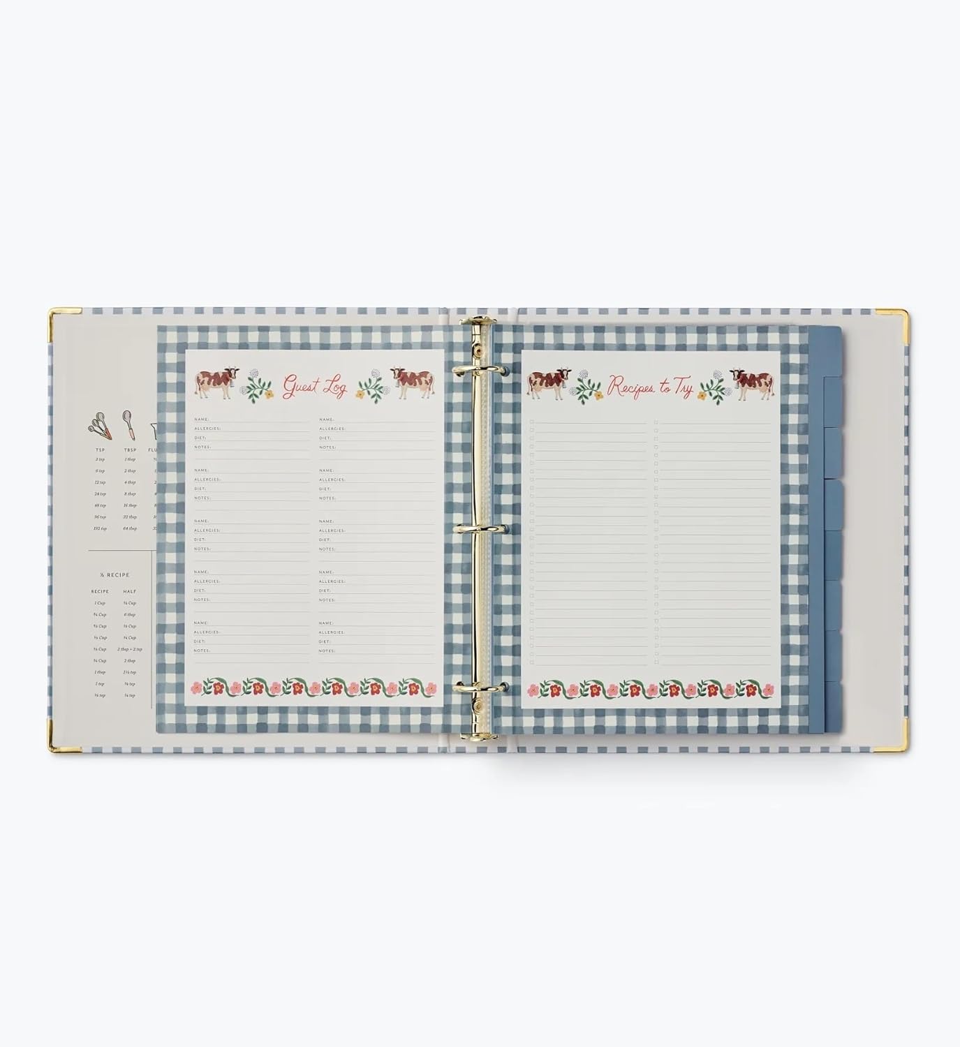 RIFLE PAPER CO. Home Sweet Home Recipe Organizer Binder - 1" Three-Ring Binder with Illustrated Cover, Holds 175+ Recipes, Includes 3 Tabbed Dividers and 6 Adhesive Labels, Reinforced Metal Corners