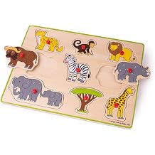 Bigjigs Toys Chunky Lift Out Puzzle - Safari, Multicolored