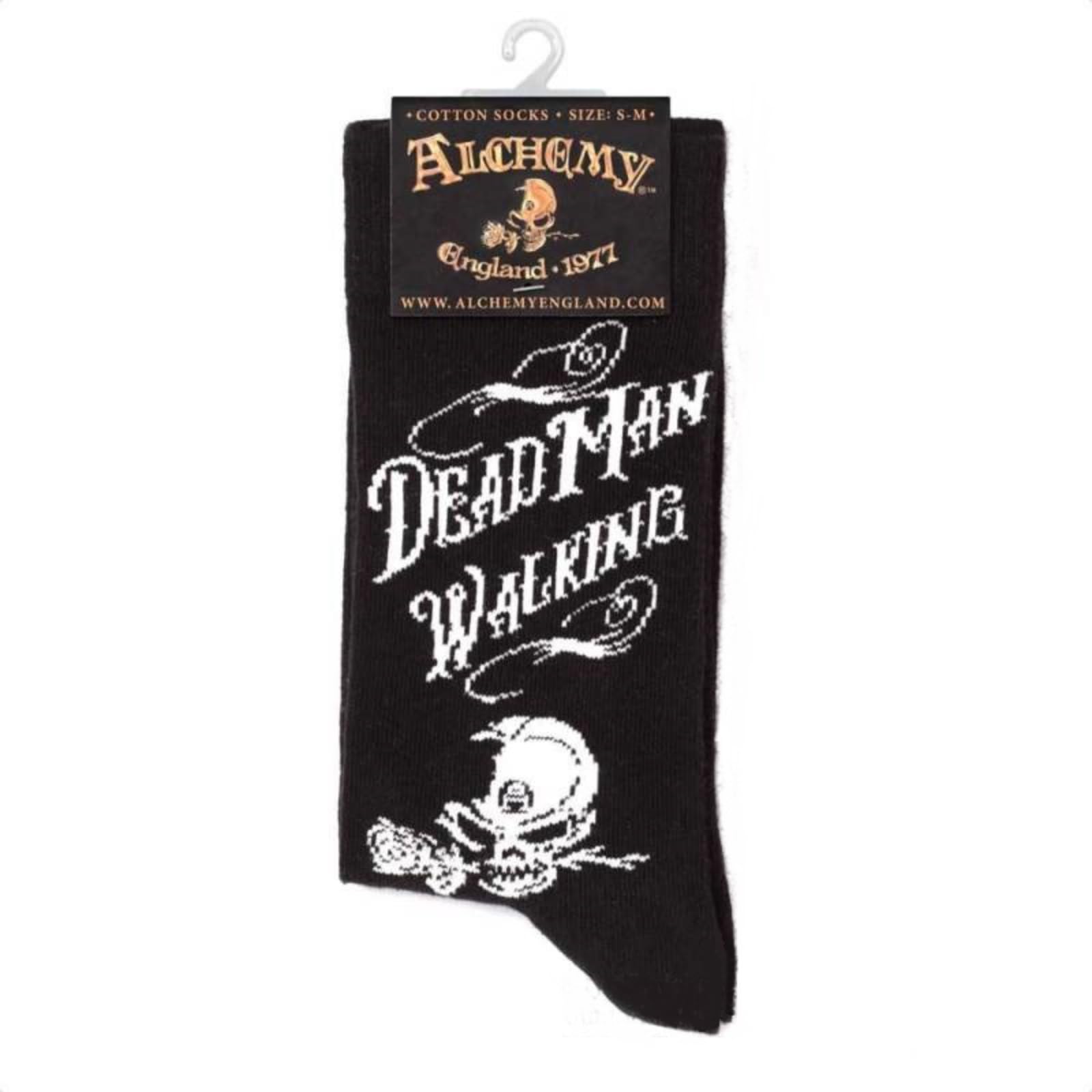 Alchemy Socks Dead Man Walking Gothic Grunge Punk Skull Quirky Funny, Black, M-L