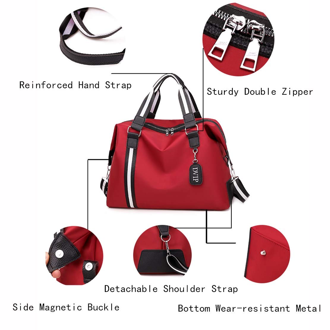 Borsa Tracolla da Donna, Borsa Spalla Portafoglio Impermeabile Nylon Borsa a Mano Zaino Tote Multifunzione Scuola Tasca Messenger Crossbody Bag