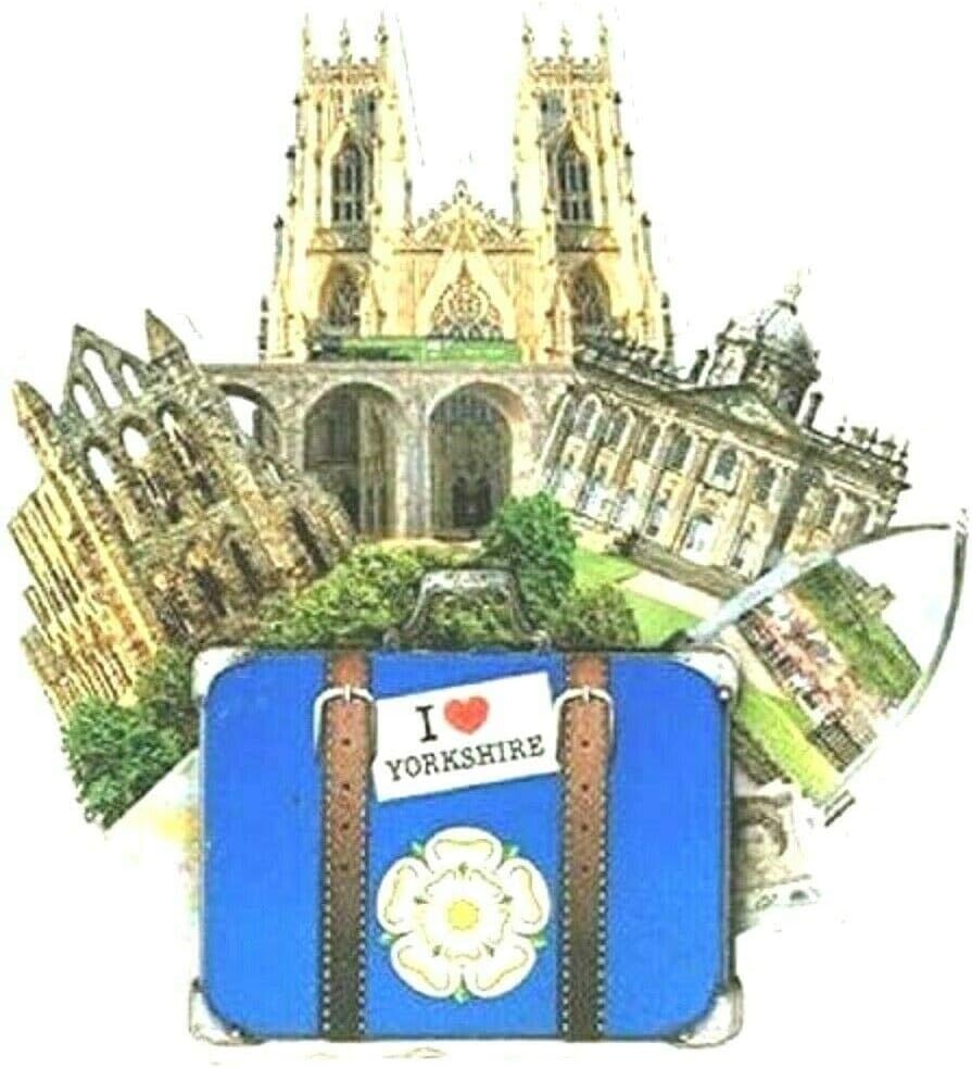 Yorkshire Fridge Magnet I Love Souvenir Rose Flag Wood York Minster Landmarks