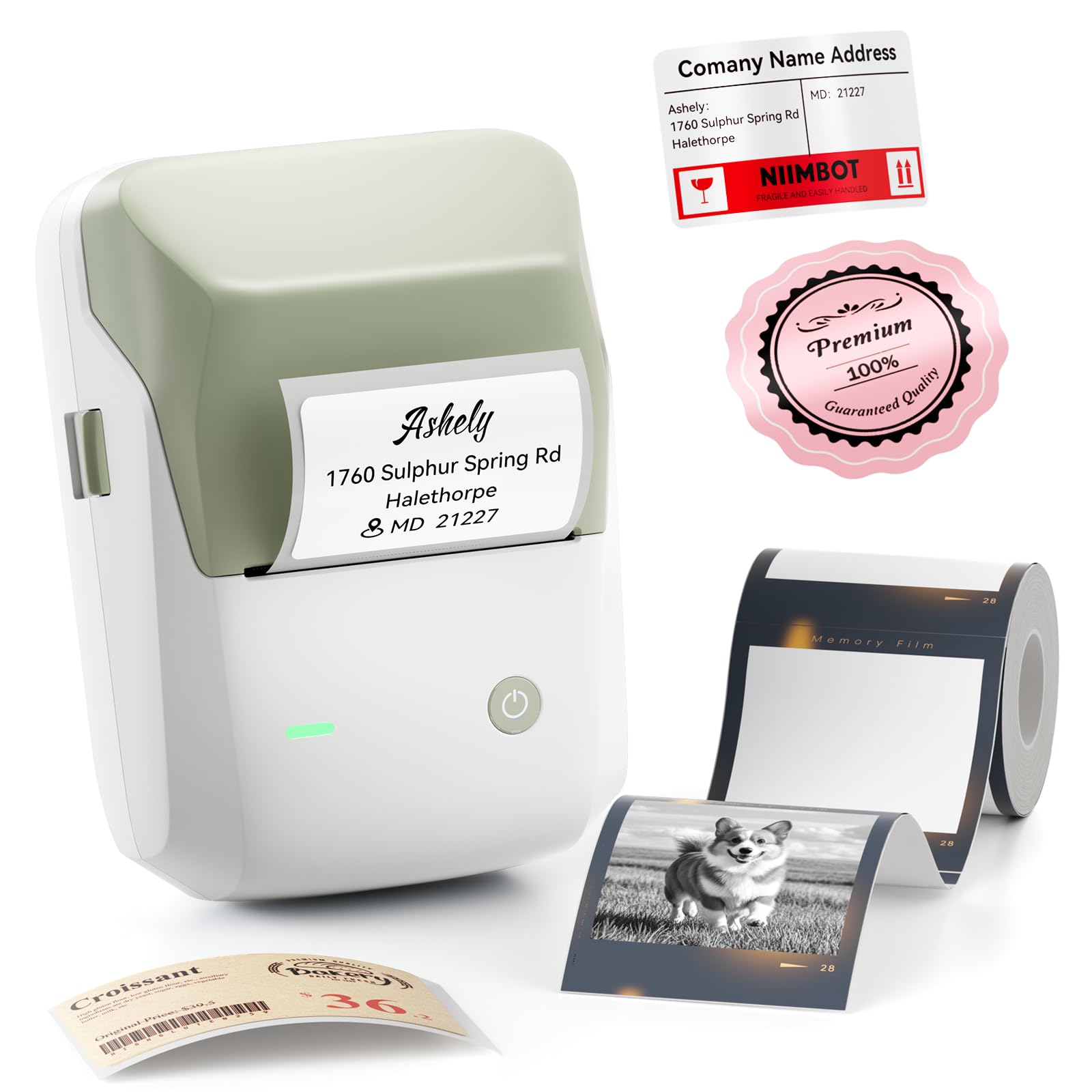 NIIMBOT B1 Pro Label Maker with 1 Label, 300 DPI Thermal Label Printer
