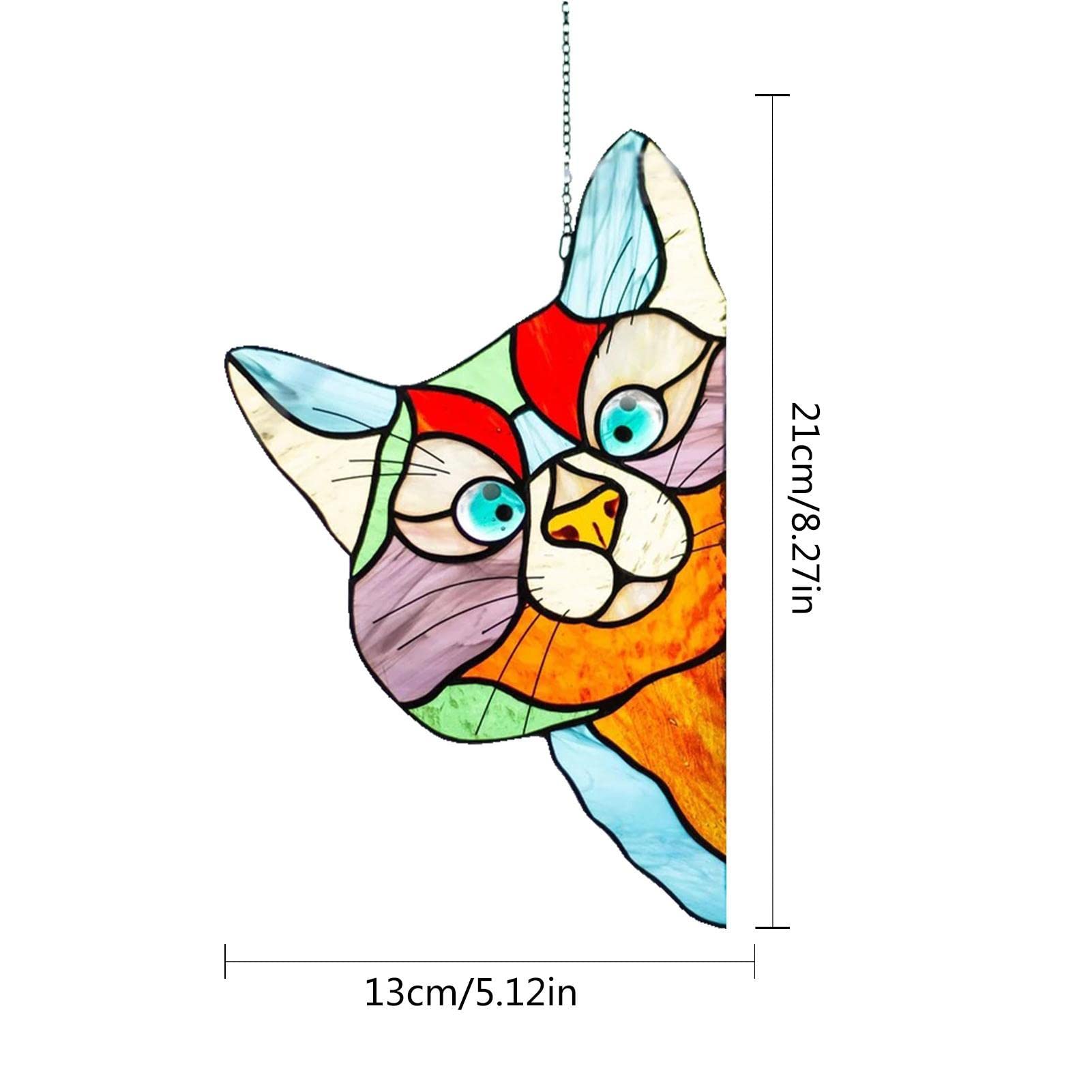 枝の上で佇む猫 大型 ヴィンテージ ステンドグラス キジトラ 枝の上で
