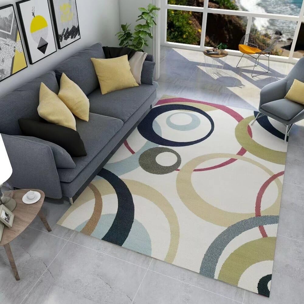 Tapis de sol de salon géométrique bleu 130x190cm pour déco chambre ado
