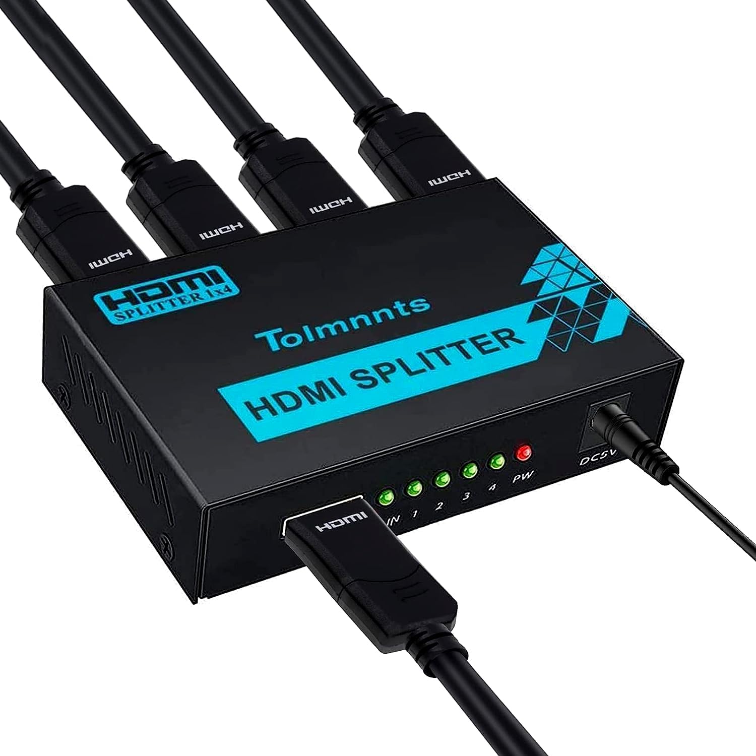 HDMI Splitter 1 in 4 Out Powered by AC Adapter, Hdmi powered Splitter Supports 4K@30Hz 3D Full HD1080P, Compatible with Xbox PS3 PS4 Fire Stick Roku Blu-Ray Player HDTV - 1 Input to 4 Outputs