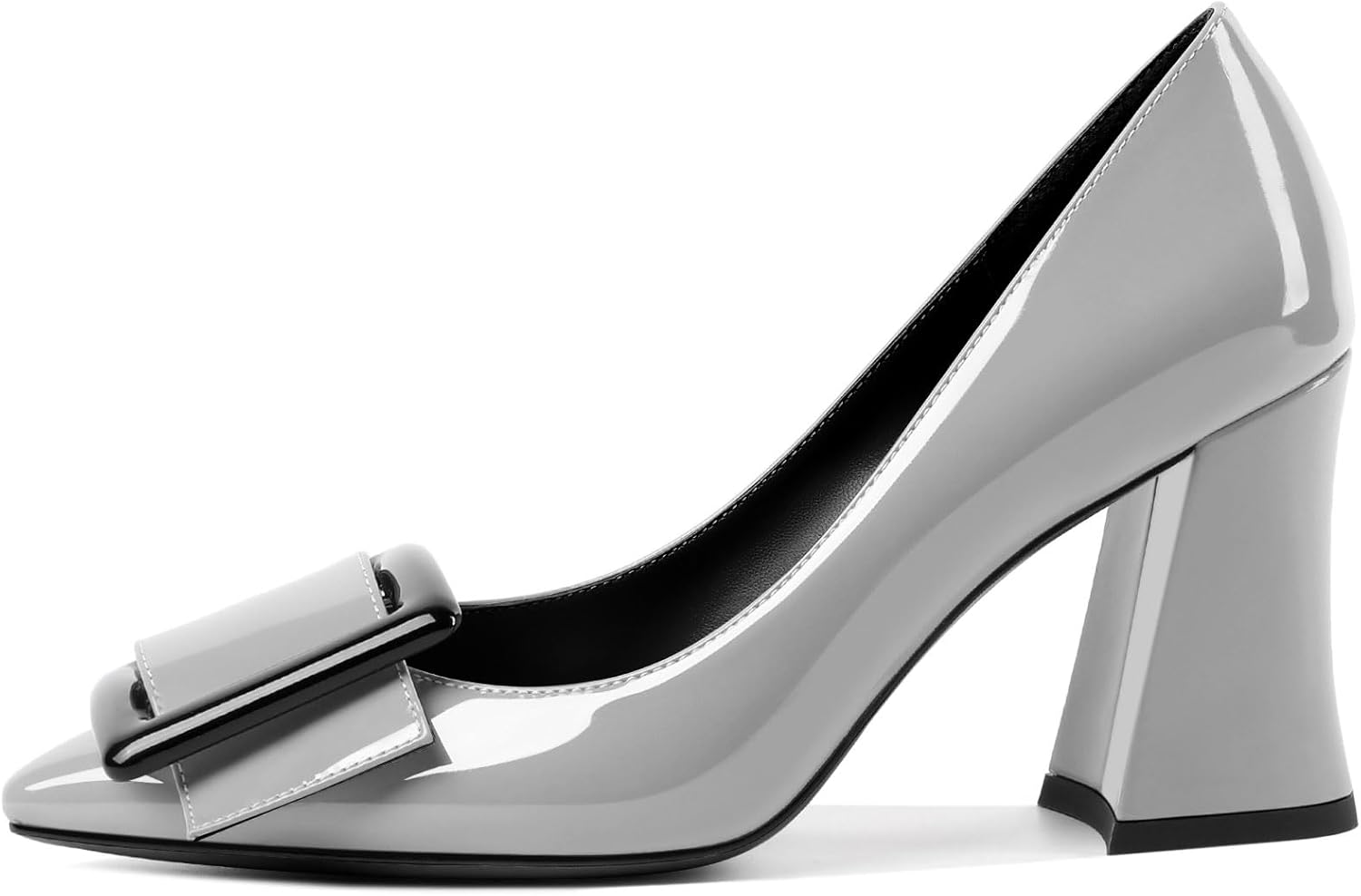 Joseywade Womens Chunky Heels High Block Heel Round Closed Toe Pumps Slip-on 3.5" Dress Shoes