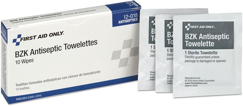 12-018 Benzalkonium Chloride Wipes, Individually Wrapped, 10 Count