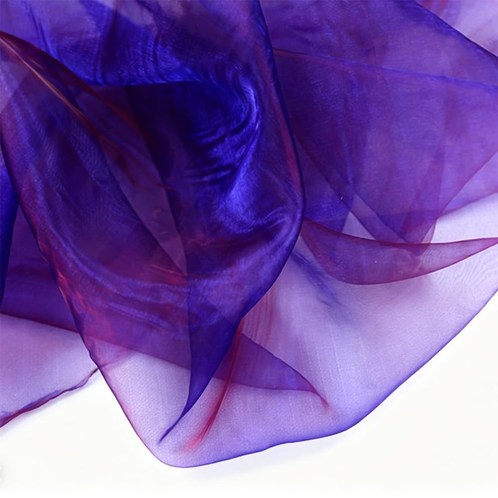1.5mx1m Iridescent Organza Fabric, Gradient Organza Lace Fabric, Iridescent Holographic Gauze Material Cloth for DIY Crafts Sewing Decorations, Royal Blue and Red