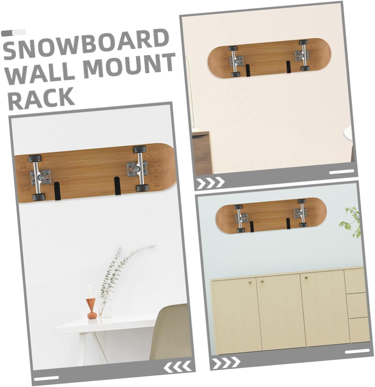 Toddmomy 4sets Heavy Duty Snowboard Wall Mount Clips Hangers for Efficient Indoor Storage of Snowboards Skateboards and Skis Space-saving Design for Garage and Home Display