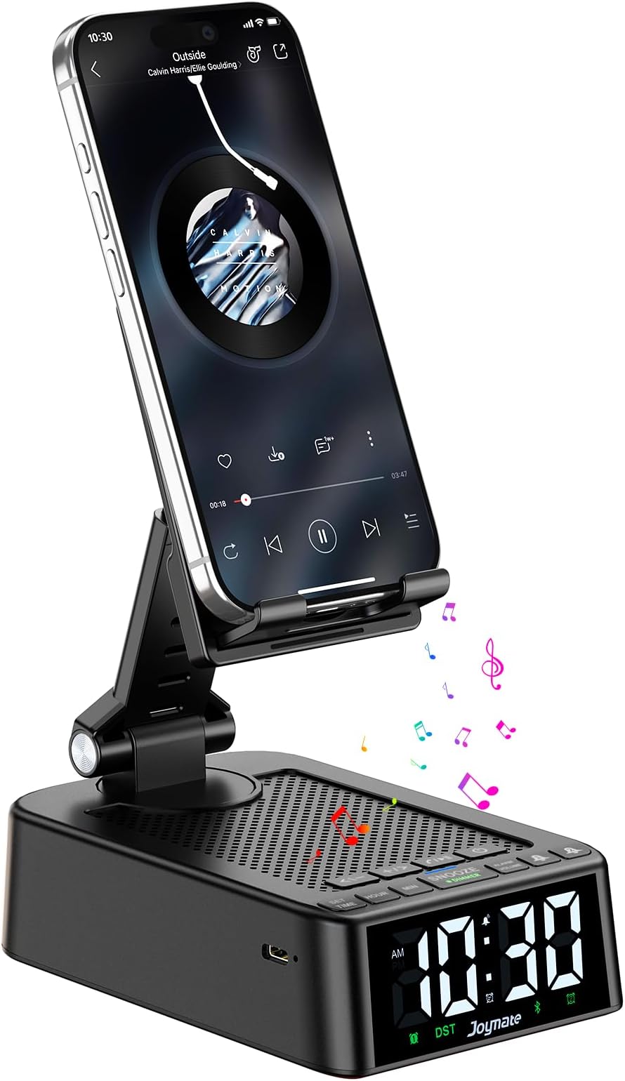 Gifts for Men and Women, Phone Stand with Bluetooth Speaker and 360° Rotable Angle Adjustable Phone Holder for Desk with HD Subwoofer Sound Fits Phones,Tablet, Birthday Gifts for Boys/Girls (Black)