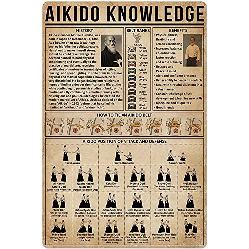 JIUFOTK Aikido Knowledge Plaque murale en métal pour décoration murale 20,3 x 30,5 cm
