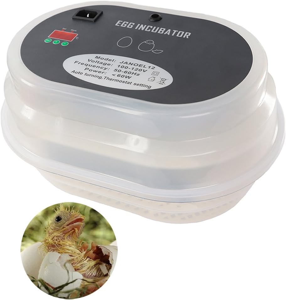 Egg Incubator, Chicken Incubators for Hatching Eggs with Automatic Egg Turning and Temperature Control, 9-12 Eggs Poultry Hatcher for Chicken Duck Bird