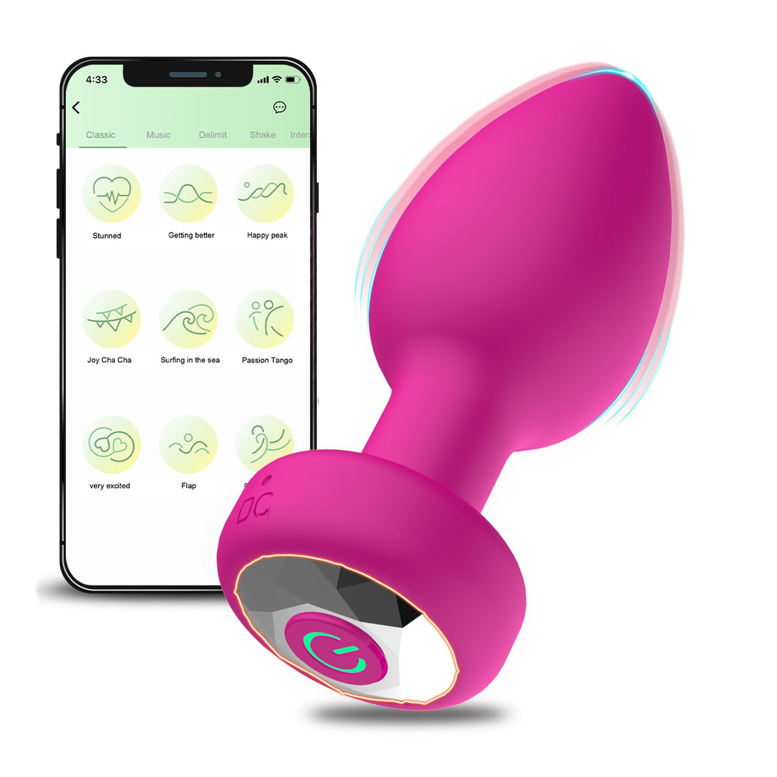 Œuf Anal Vibrant Bluetooth Rechargeable - Noir Silicone, Neuf, Unisexe