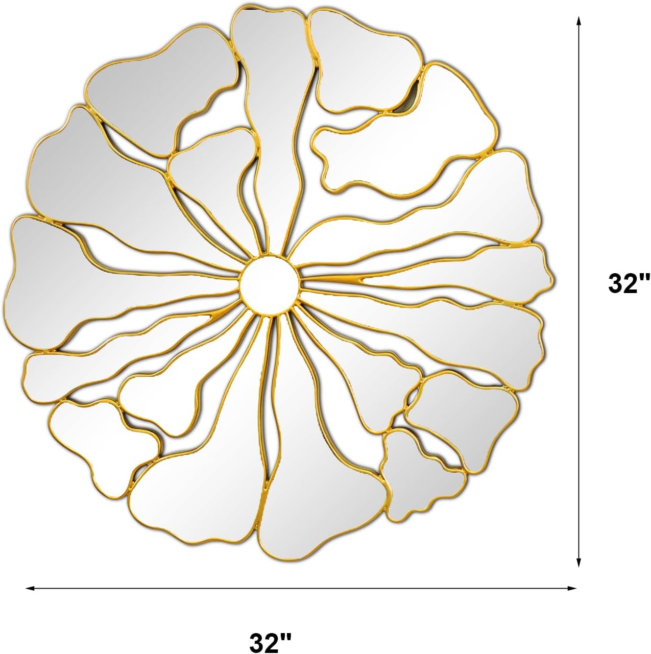 Gold Wall Mirrors Decorative, 32” Large Round Mirrors for Wall Decor, Flower Shaped Decorative Wall Mirror for Living Room, Bedroom, Dining Room - Image 2