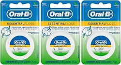 Kit Com 3 Fio Dental Essential Floss Menta Encerado 50m