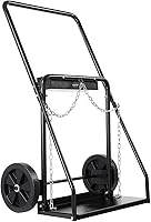 VEVOR Dual Oxygen Acetylene Welding Cylinder Cart - 440 lbs Capacity, 10" Solid Rubber Wheels, Dual Safety Chains for 12.5" Tanks
