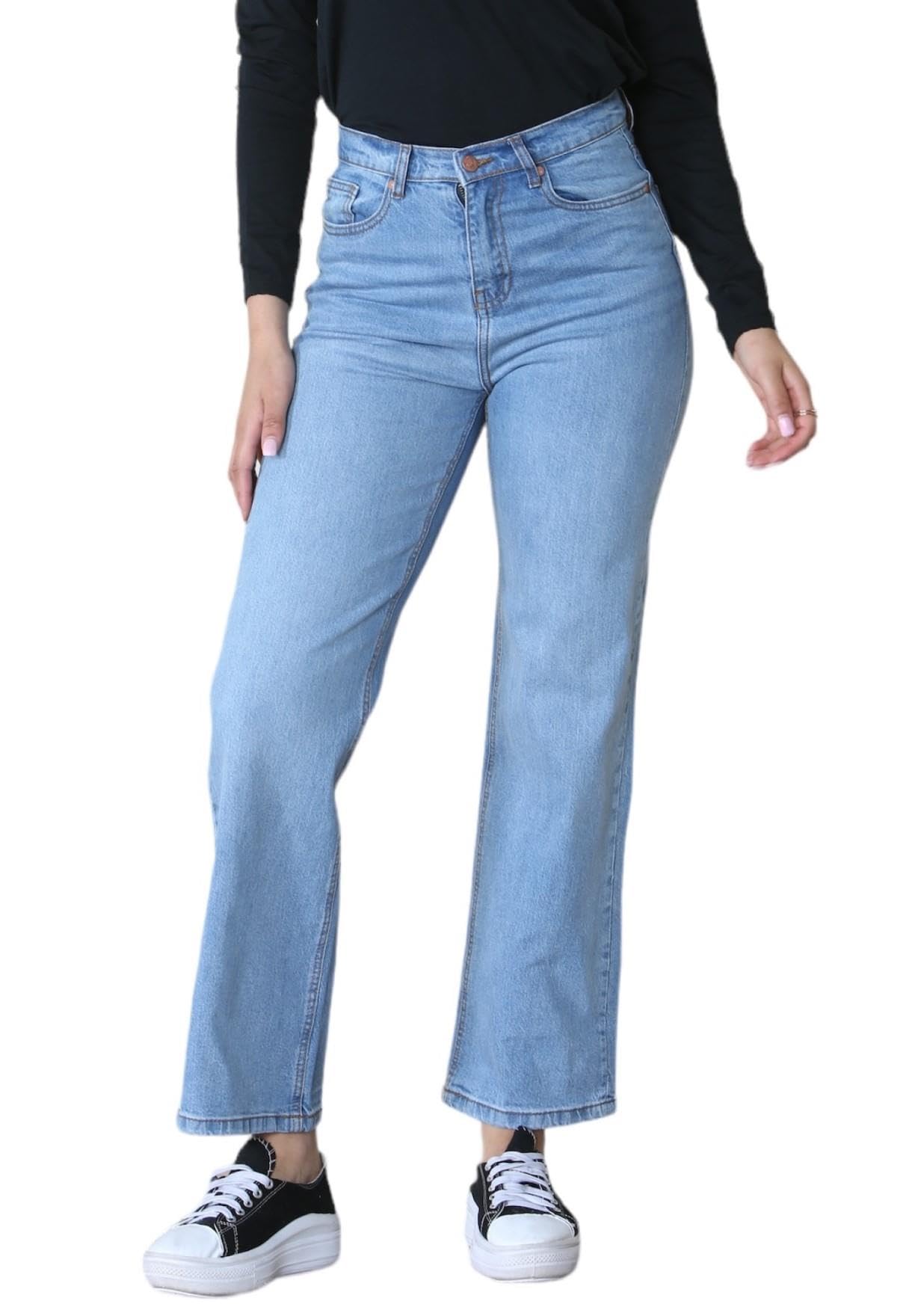 MYT Womens Wide Leg Jeans Ladies High Waist Straight Fit Baggy Denim Pants Indigo 22