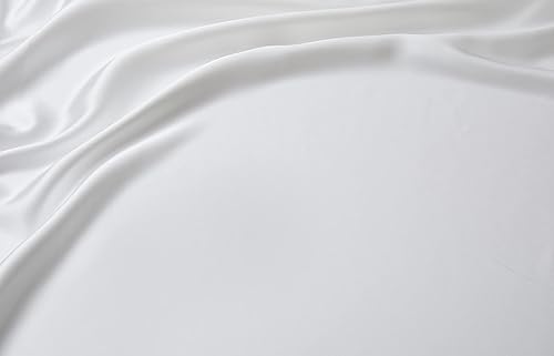Miniatura 7 de Manyshofu Juego de sábanas de satén blanco puro de 7 piezas, ropa de cama de satén suave de lujo con 1 sábana bajera, 1 sábana encimera, 4 fundas de