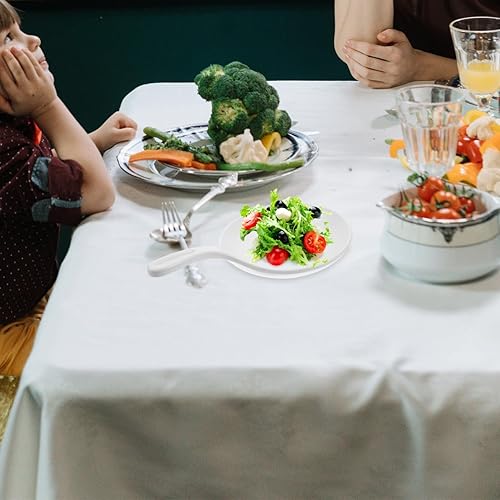 Miniatura 5 de Luxshiny 2 platos de mano con asa: plato de melamina de 9.43 pulgadas para aperitivos, postres, carne, pasta, aperitivos, desayuno, salsa blanca,