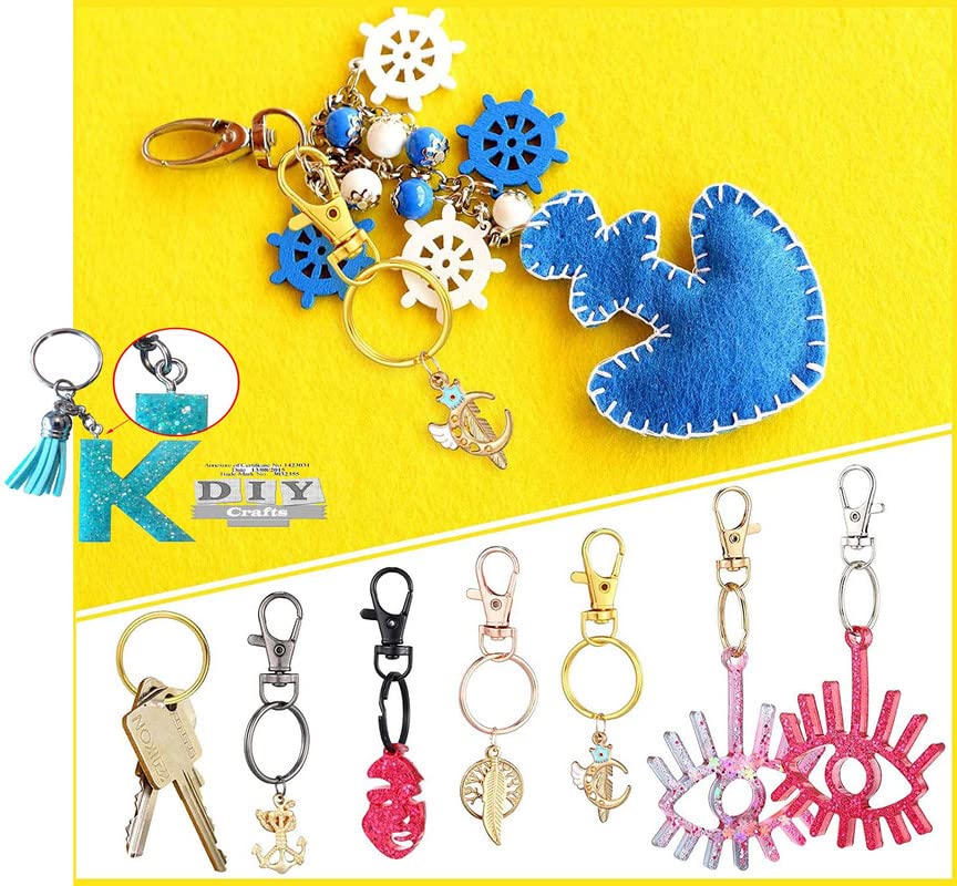 Image of DIY Crafts 10 Sets 3x10, White Nickel, Keyrings & Keychains Round Swivel Snap Hooks Key Rings Metal For Lanyard, ID, Bags, Wallets, Luggage DIY Ma (10 Sets 3x10, White Nickel)