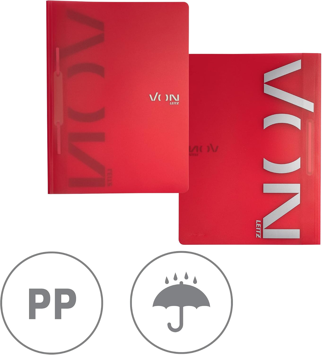 VON Leitz 30080025 Pack of 5 A4 Folder with Elastic Closure, Flexible Cardboard, for 150 Sheets, Silver Print - Image 4