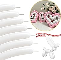 Vista 4 de 260 globos blancos largos para animales de globo, 100 globos giratorios para guirnalda de globos, animales, modelado, cumpleaños, boda, decoración