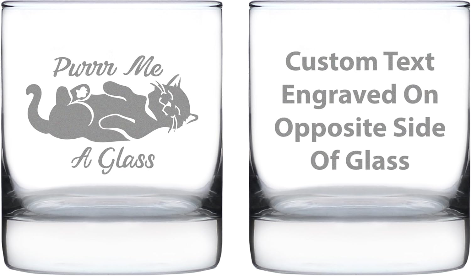 Custom Purr Me a Glass - Funny Cat Personalized Whiskey Rocks Glass - Fun Unique Kitty Themed Decor - 10.25 Oz