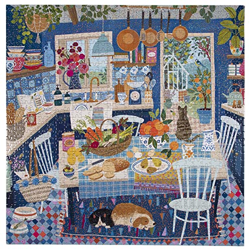 eeBoo - Puzzle 1000 pcs - Blue Kitchen - (EPZTBUK, 1000 pièces, 58.5 cm x 58.5 cm - Image 2
