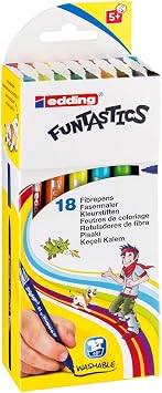 Edding 15 FUNTASTICS - colouring pens for children - set of 18 - bright colours - 1 mm thin nib - for colouring fun on light-coloured paper and card - washable from skin and textiles