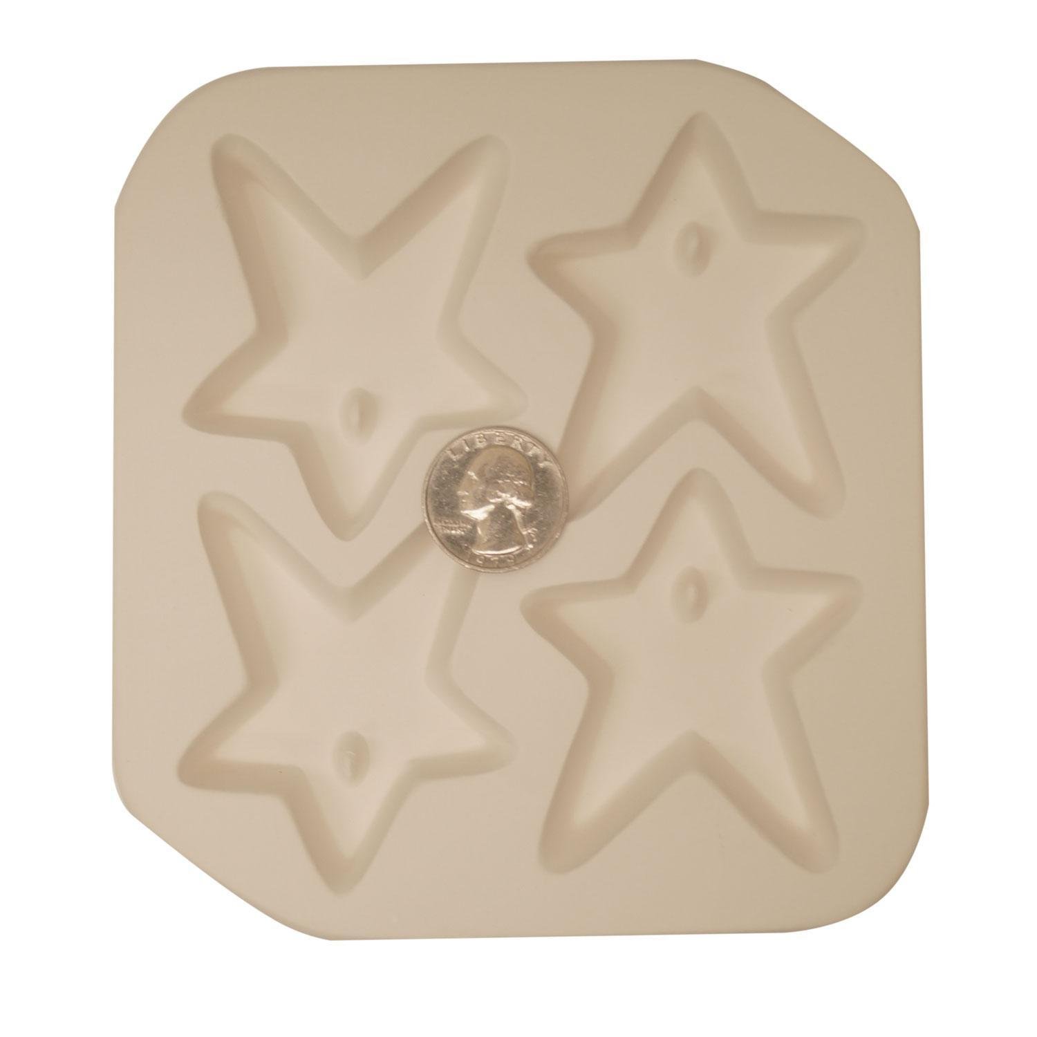 Quad (4) holey star frit molds for glass cabochons