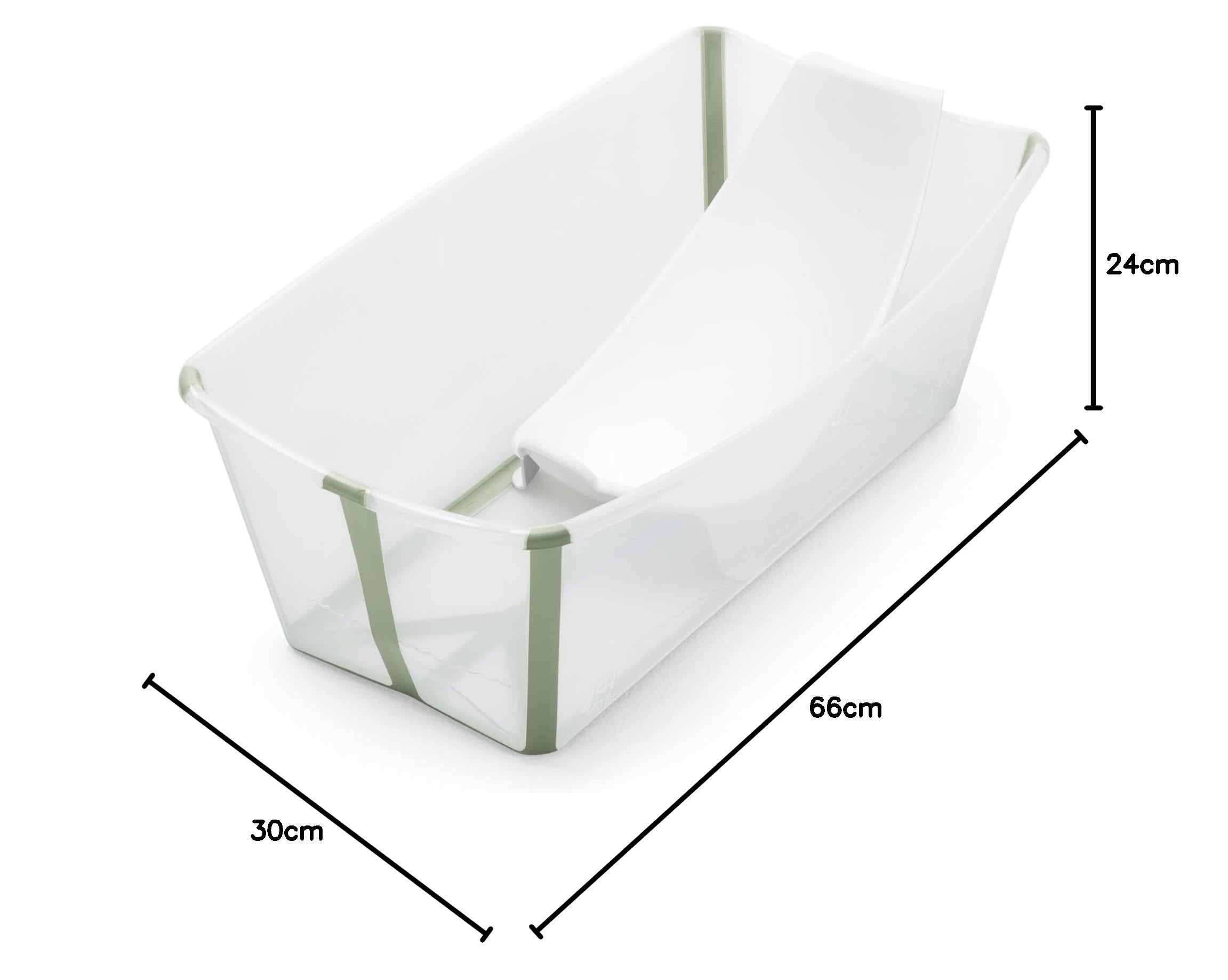 Stokke Flexi Bath (Verde trasparente) con Supporto per neonati - Durevole e Facile da conservare - Comodo da usare a casa o in viaggio - Ideale per neonati fino ai 48 mesi