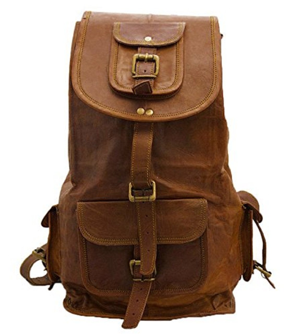 Handmade Real Leather Backpack Rucksack Briefcase Vintage Natural Bag (vintage brown)-image-13