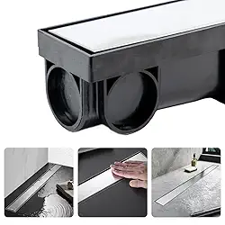 Ralo Linear Oculto Invisível Inteligente Sifonado Inox para Banheiro 6x50cm (Preto)