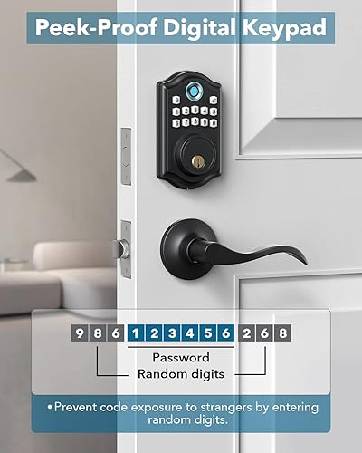 Miniatura 3 de Cerradura de puerta de huellas dactilares, entrada sin llave, cerrojo electrónico del teclado, cerradura inteligente biométrica de la puerta
