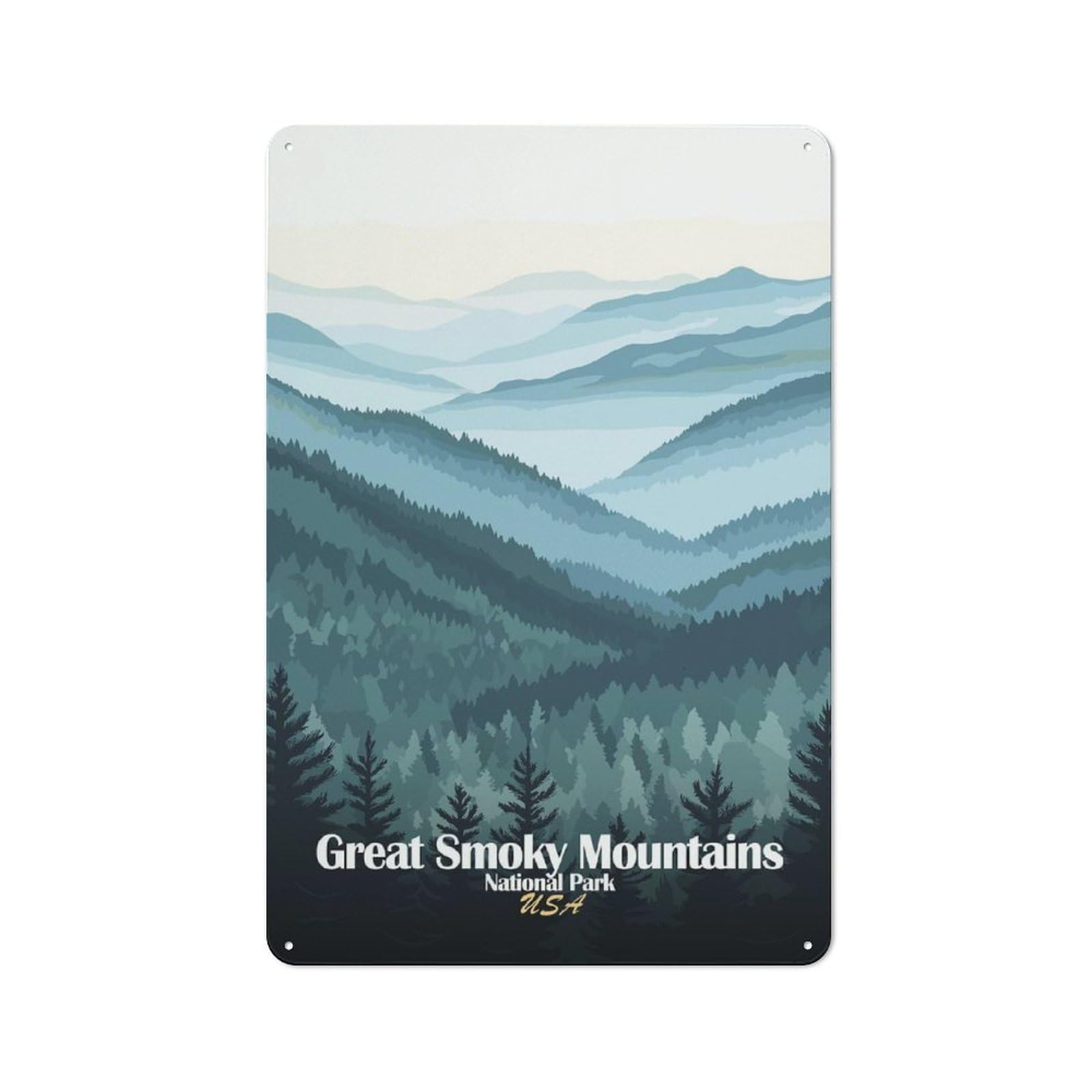 Junmoney Style For Lounge Or Reading Corner, Great Smoky Mountains National Park Vintage Metal Sign 30X20cm, For Collectors Decorating Lounges And Reading Corners
