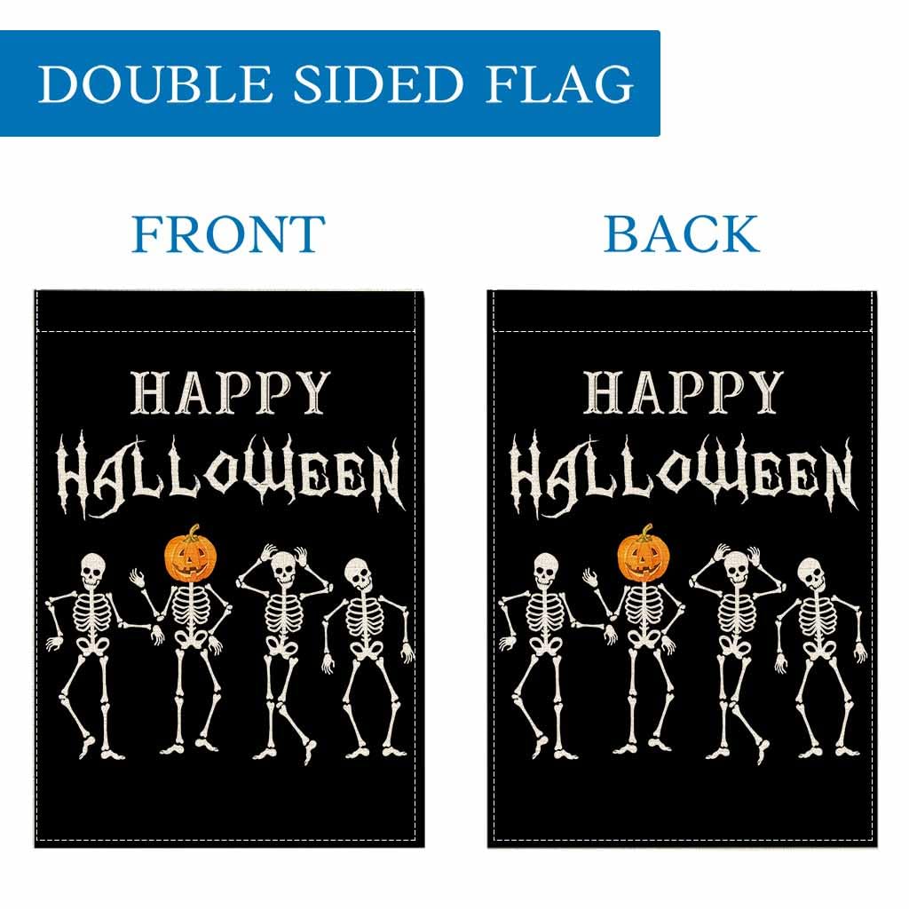 PANDICORN Halloween-Gartenflagge – 30,5x45,7 Cm, Doppelseitig Mit Skelett-Motiv
