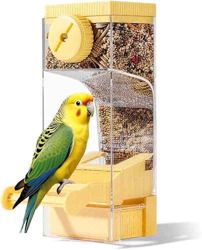 Semi-Enclosed Automatic Bird Feeder, Multifunctional Parrot Seed Feeders, Seed F