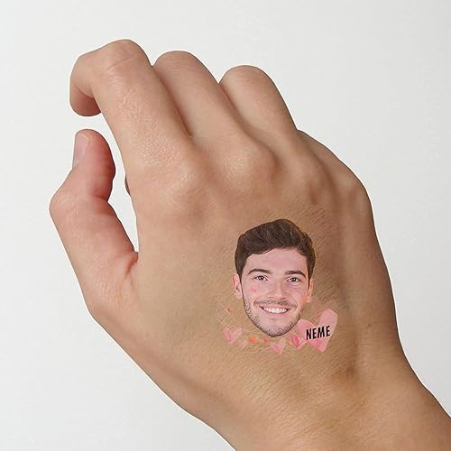 Miniatura 9 de Tatuaje temporal de corazón de amor personalizado con cara de novio, tatuajes falsos personalizados para divertidas despedidas de soltera, tatuajes