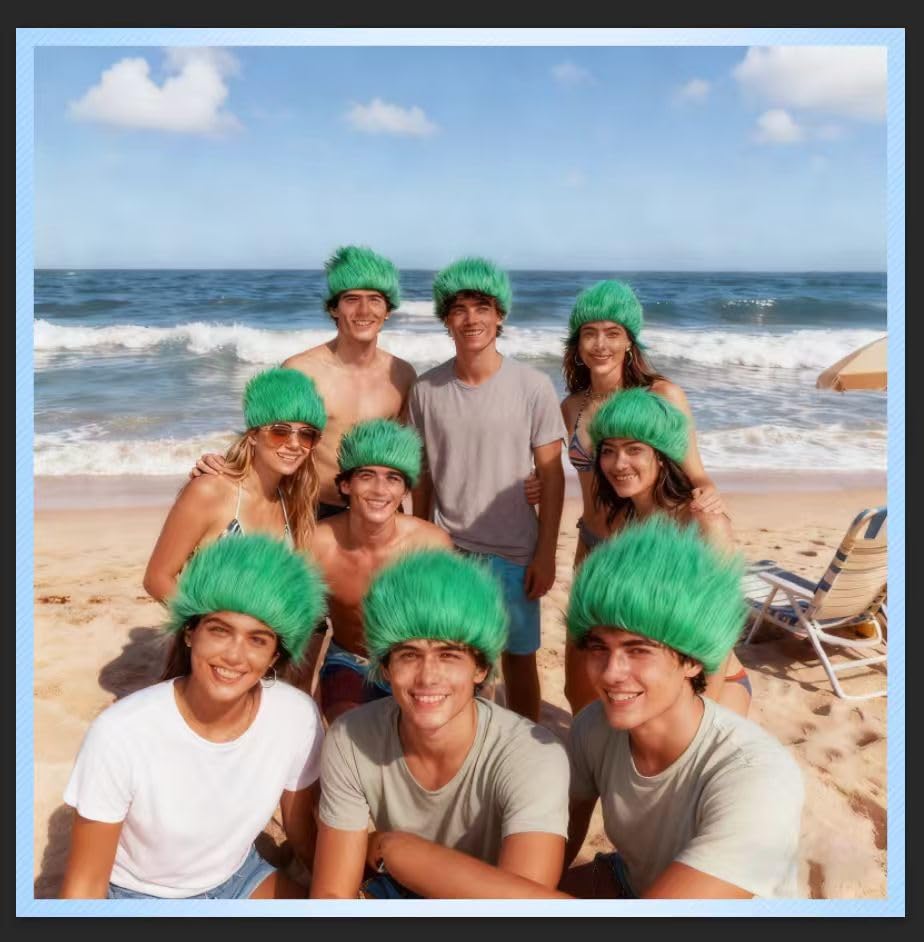 Image of Green Wigs for Funny Men Silly Crazy Wig for Christmas Costume Cosplay and Party