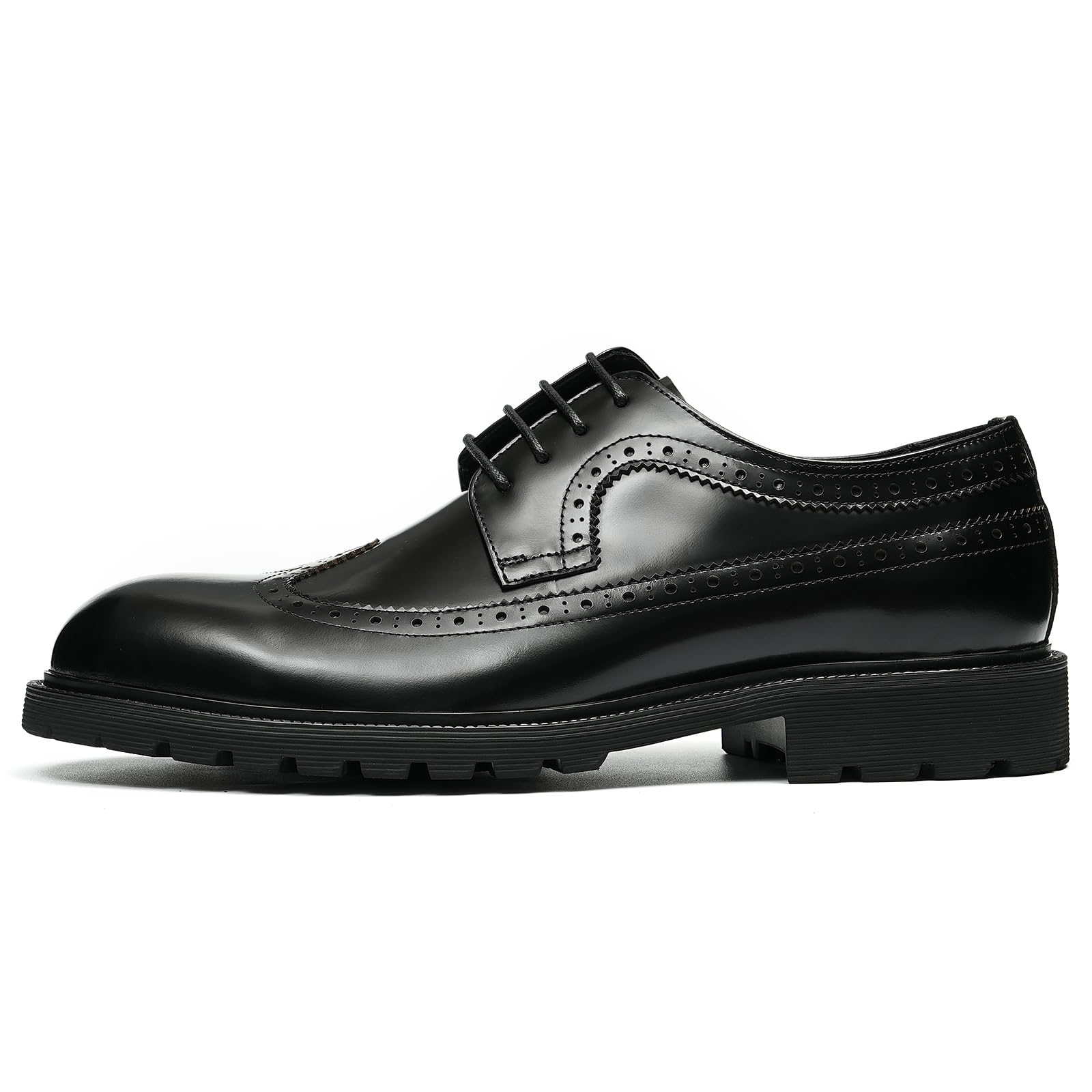 Générique Brogues Décontractées Confortables à Semelle Epaisse pour Hommes Chaussures Habillées Basses Lacets à Bout Rond en Cuir Derbys Formels Affaires