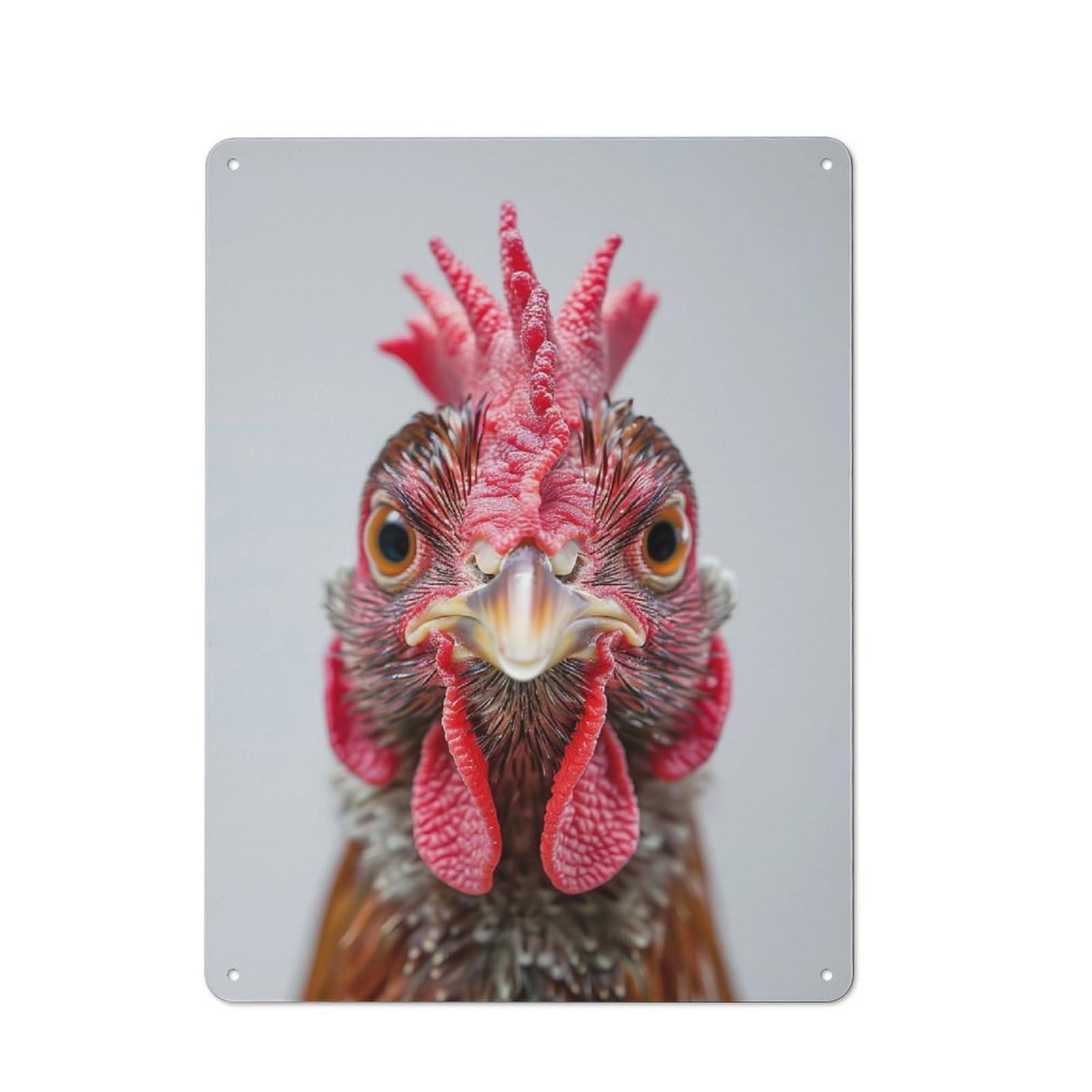 Junmoney Style-2 Chicken Face Printed Metal Sign 40X30cm For Guest Room Or Hallway, For Kitchen, Dining Room And Home Bar Wall Decor